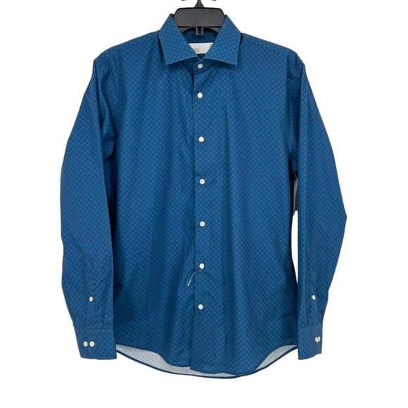 Nordstrom Rack Mens Blue Patterned Button-Up Shirt Size 15 NWOT - Picture 1 of 10
